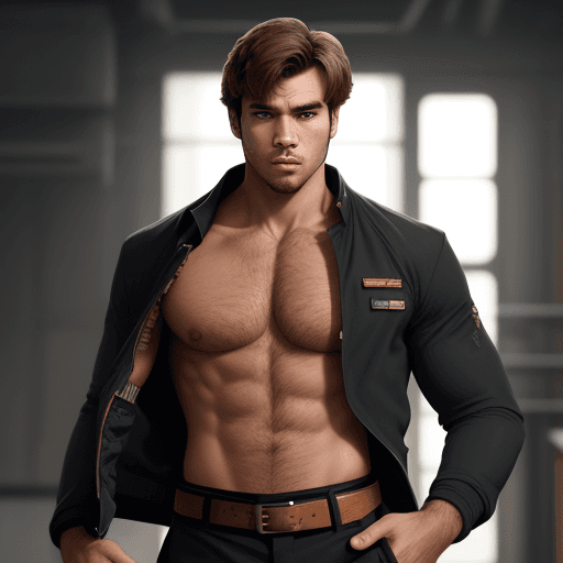 AI generated: solo, looking at viewer, shirt, 1 black boy, jacket, male focus, multiple boys, open clothes, solo f...