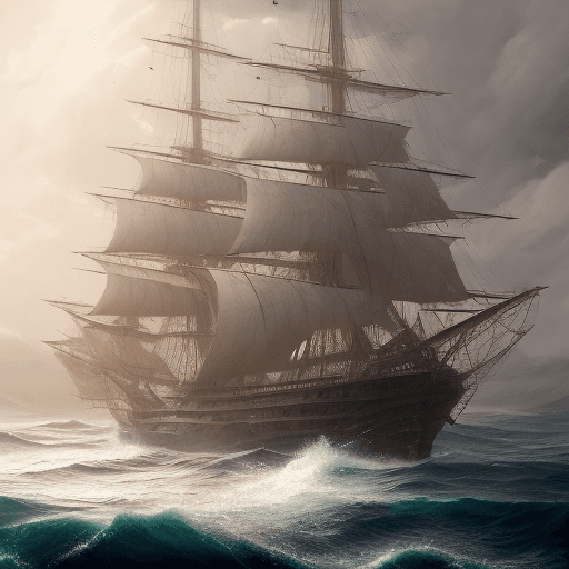 AI generated: Photo of a ultra realistic sailing ship, dramatic light, pale sunrise, cinematic lighting, battered,...