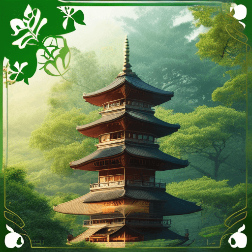 AI generated: tea pagoda leaf nature 8k logo --no text

