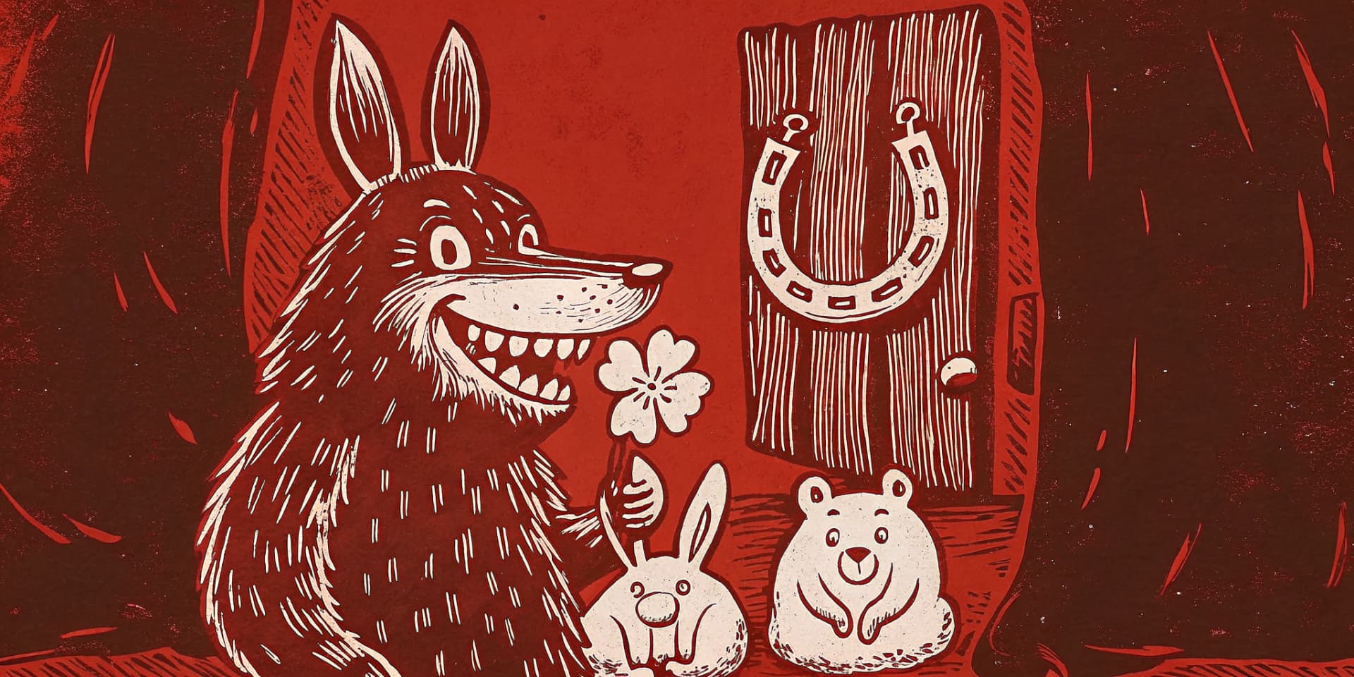 AI generated: I'm looking for a humorous and ironic illustration based on the Italian expression "in bocca al lupo...