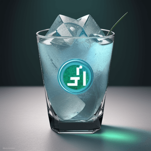 AI generated: 3d blue ice letters G.P. inside a green glass logo