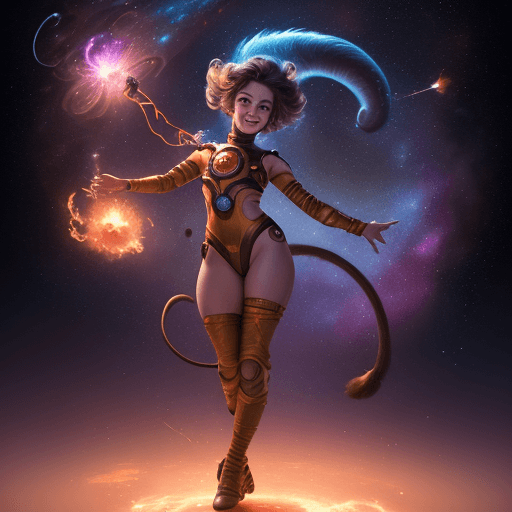 AI generated: high resolution cinematic portrait of a young happy beautiful and cute anthropomorphic female space ...