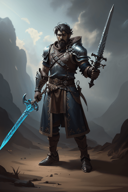 AI generated: 1 guy close up oc d&d portrait - artstyle, sketch, color, Digitally Painted, Striking Pose, plate ar...