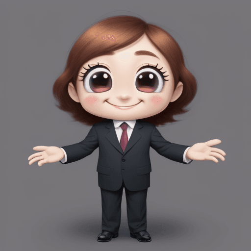 AI generated: animation, cute character, ,wearing a suit, big eyes, smiling, small nose, full body, unusual being
