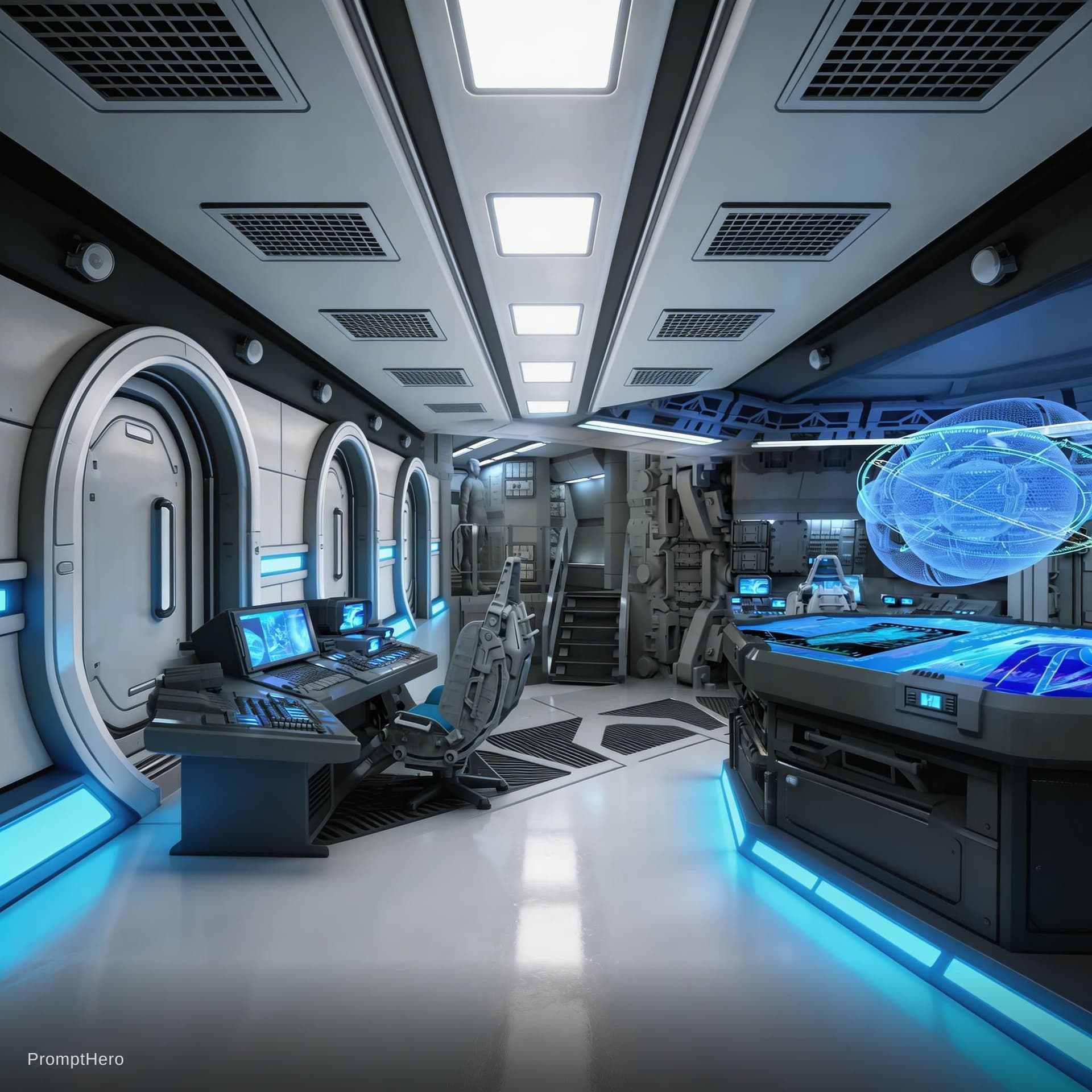 AI generated: Sci-Fi Scene. Give reference image 2 the same structural feel and design as reference image one. Sho...