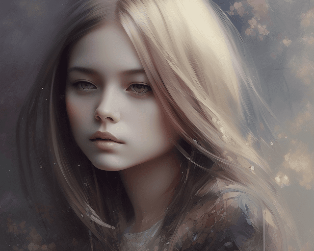 AI generated: an image of a girl with long hair, in the style of russ mills, michael garmash, charming sketches, m...