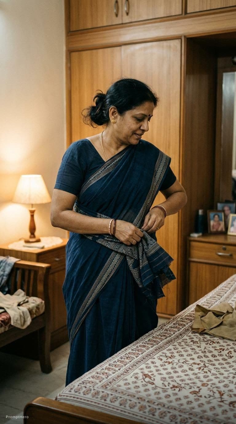 AI generated: Aunty removes her sareee