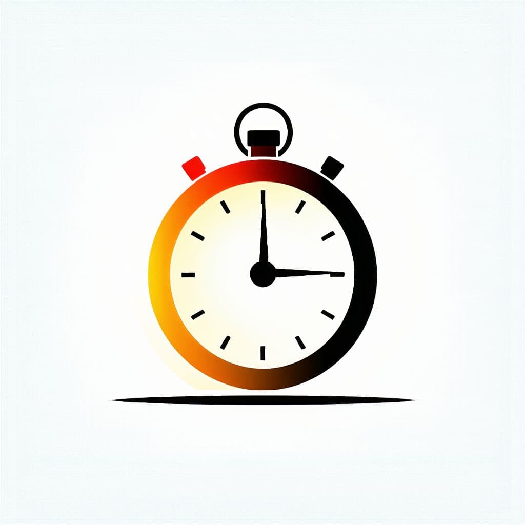 AI generated: create a simplified logo with a stylized image of a stopwatch showing the time 11:50 on a white back...