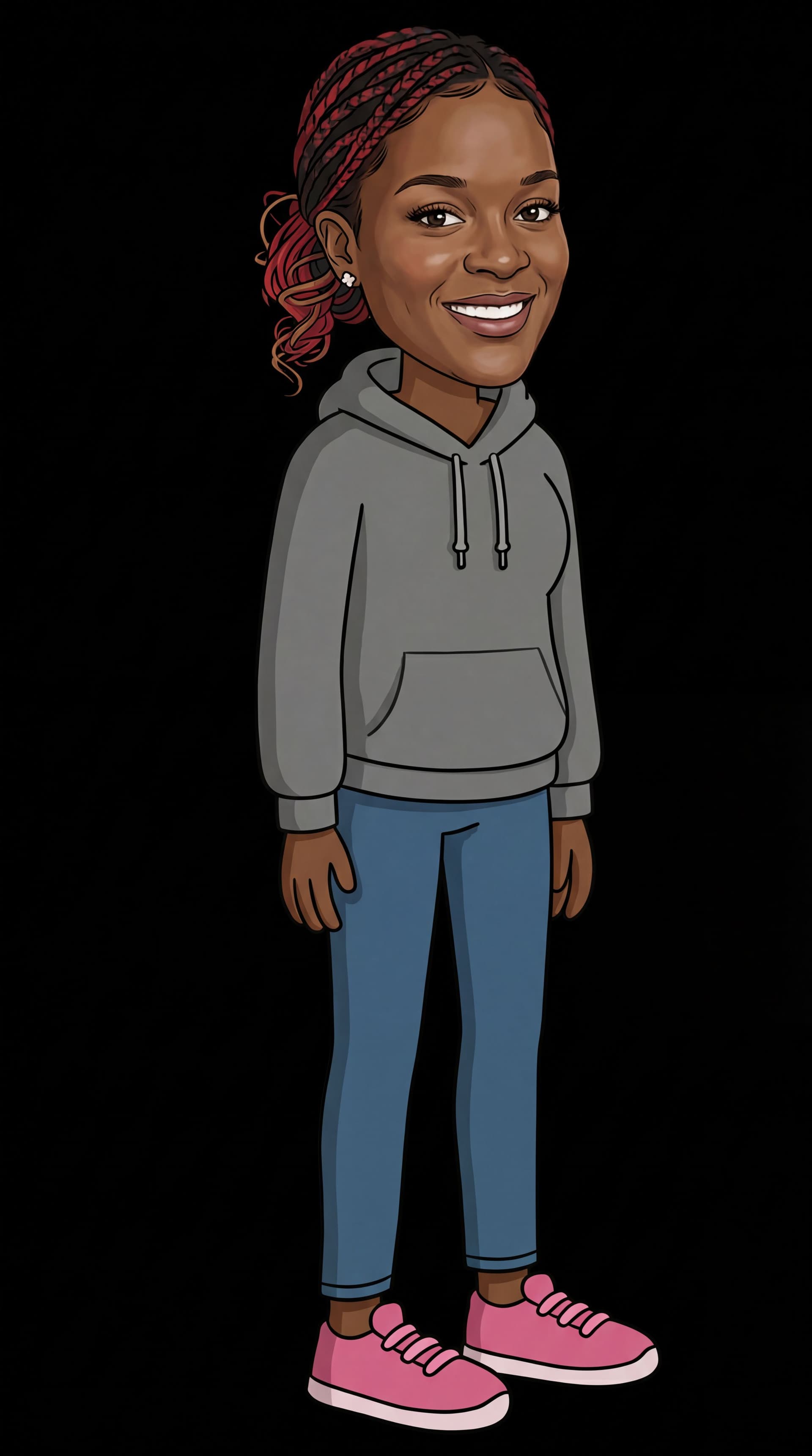 AI generated: do the oposite make the realistic photo make the cartoon character face to resemble the photo
