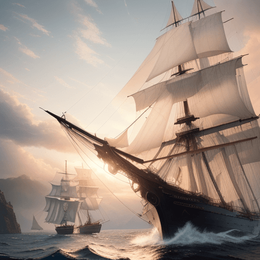 AI generated: Photo of a ultra realistic sailing ship, dramatic light, pale sunrise, cinematic lighting, battered,...