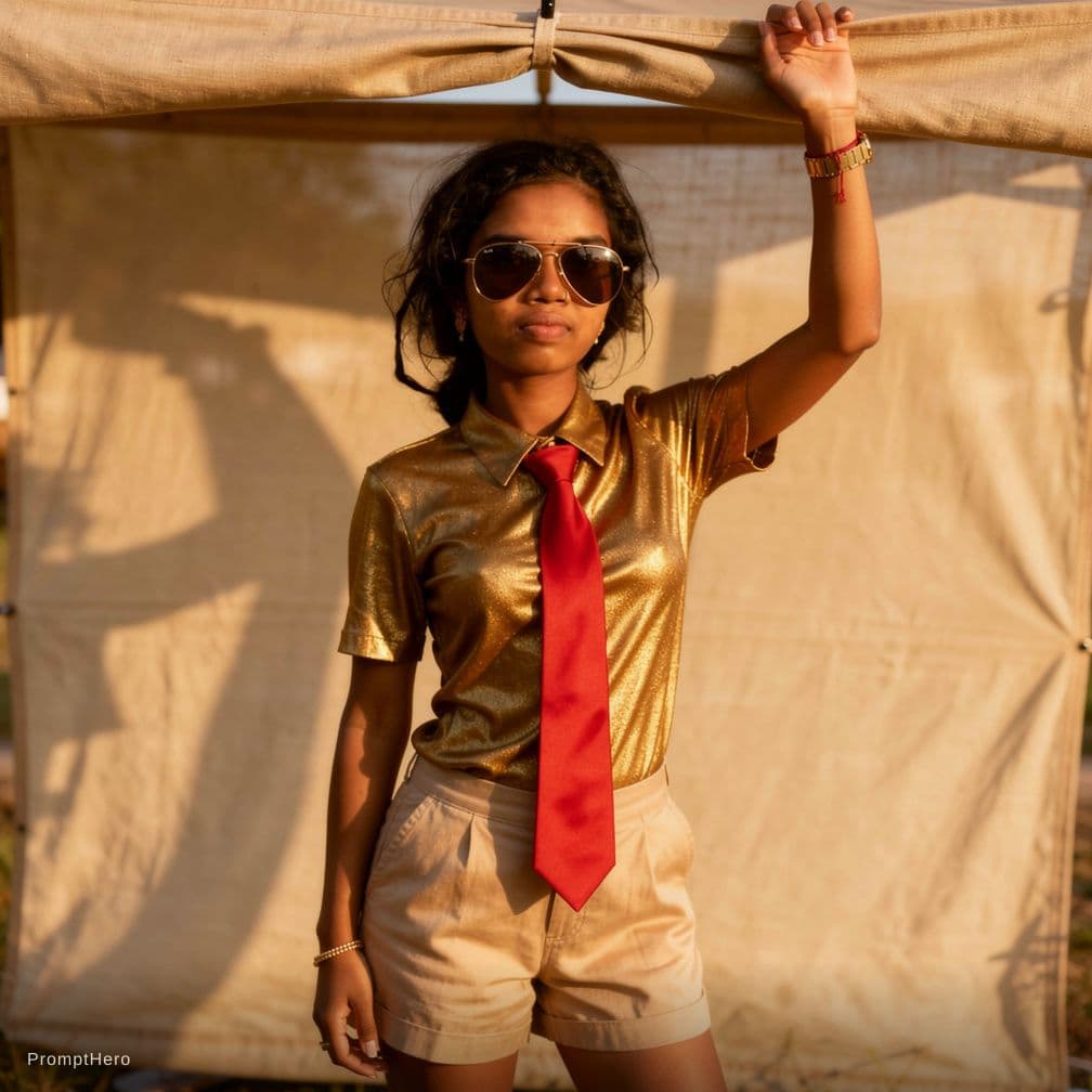 AI generated: A stunningly beautiful girl with dark, long wavy hair, wearing stylish aviator sunglasses, wearing a...