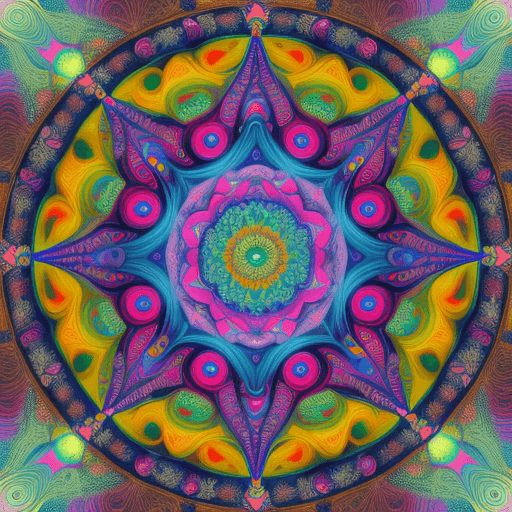 AI generated: a beautiful, heavenly, psychedelic mandala art, with mathematical shapes