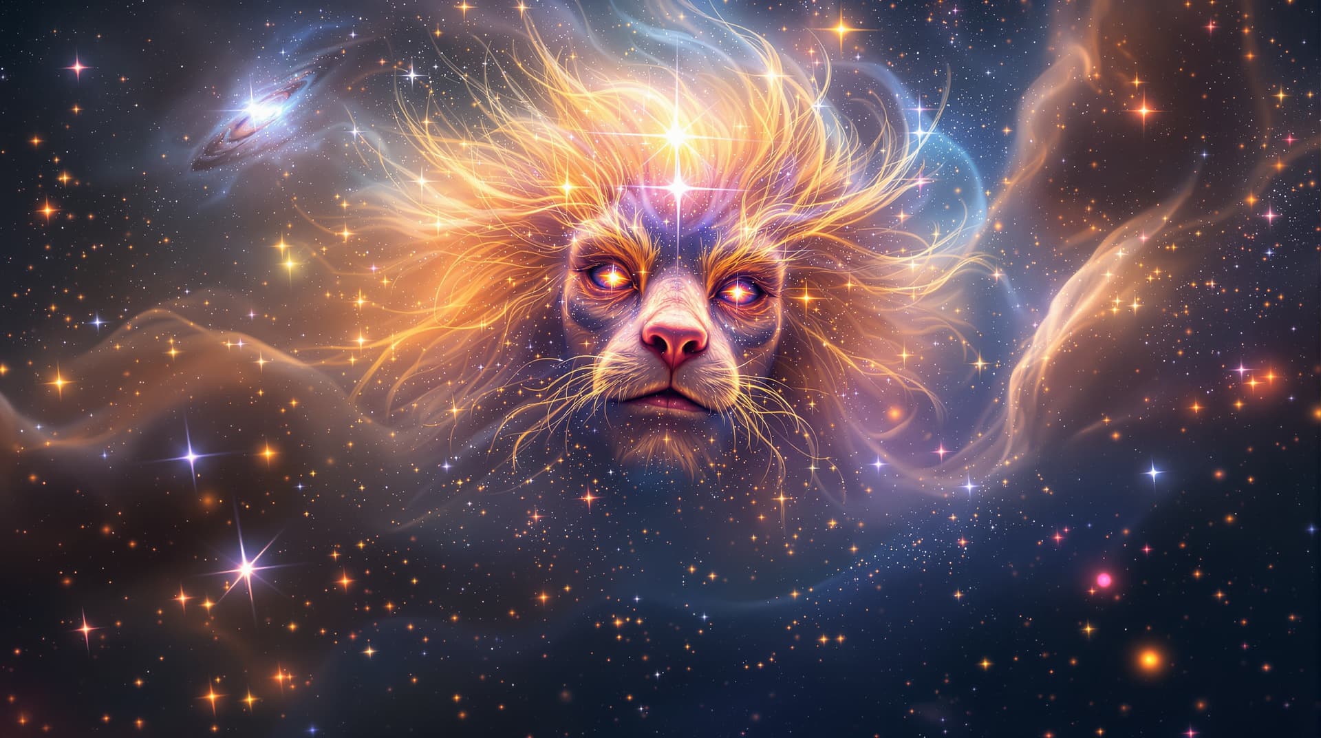 AI generated: Image is a digital artwork featuring  theme spirit in the sky filled with bright stardust and fracta...