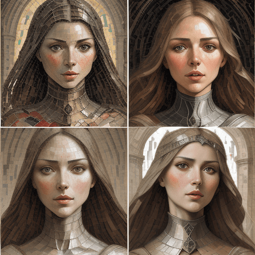 AI generated: a collage of MEDIEVAL women's faces in mosaic, in the style of andrew atroshenko, peter gric --ar 73...