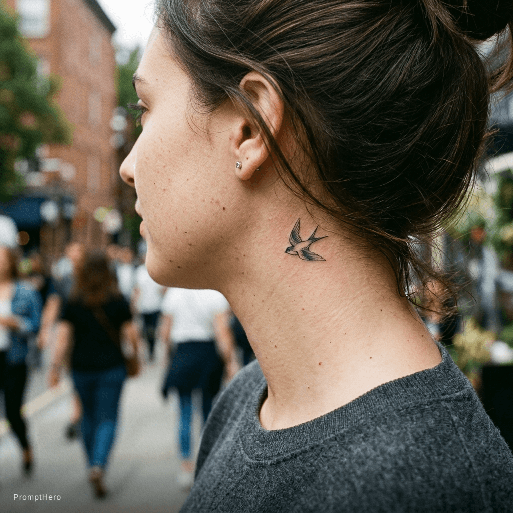 AI generated: Small tatoo on neck

