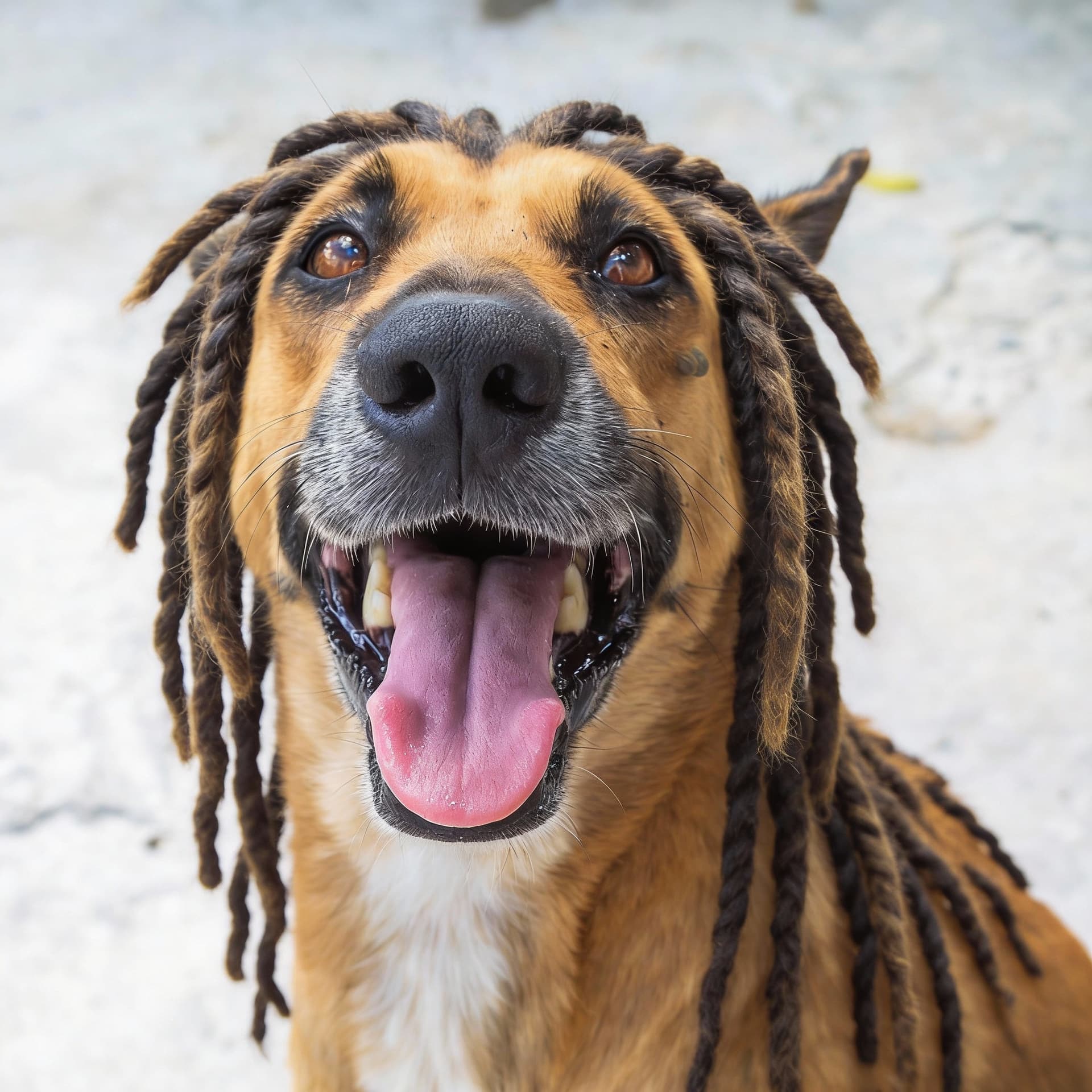 AI generated: Place dreadlocks on the dog