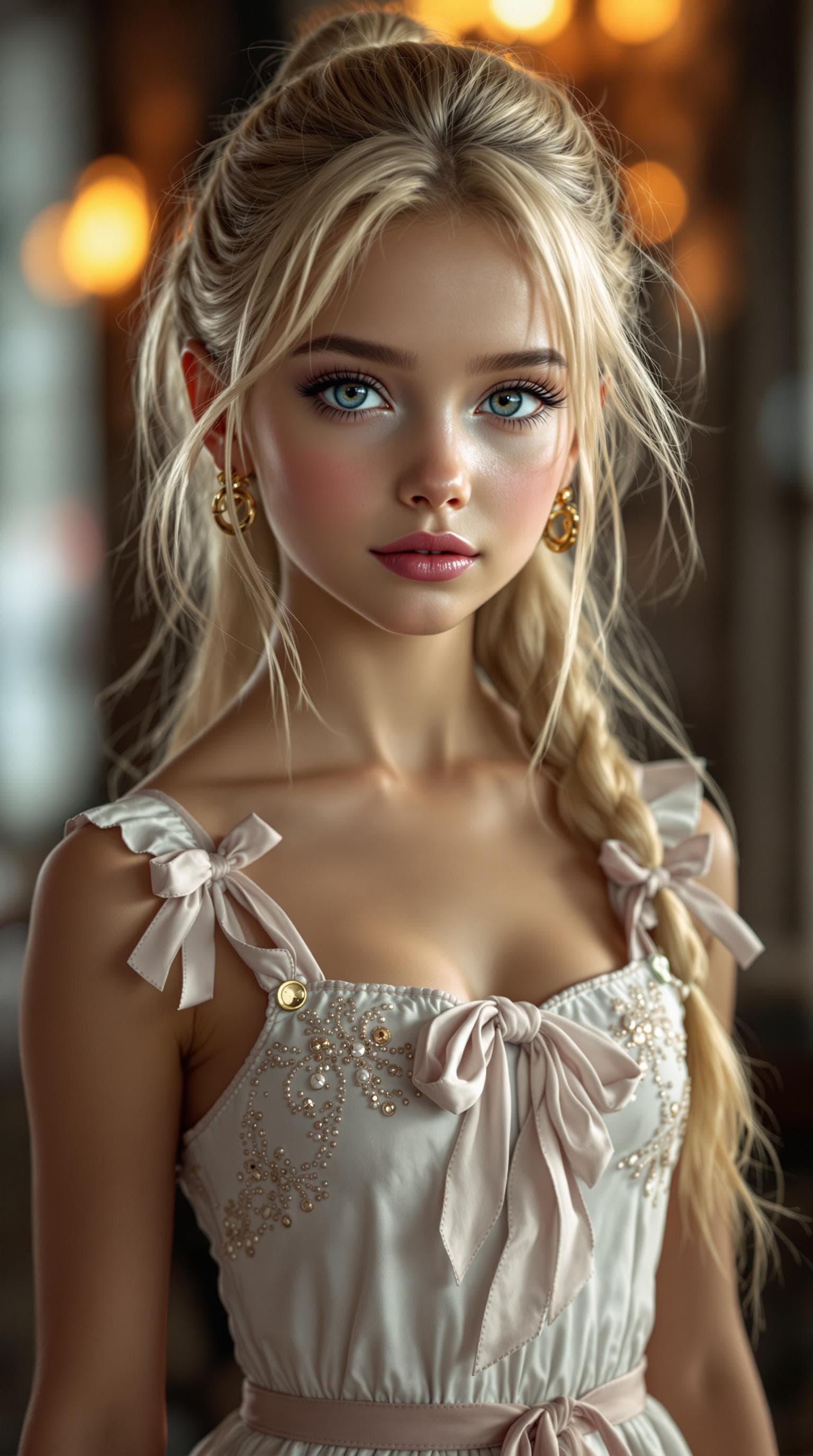 AI generated: a professional photo of a exceptionally beautiful girl in the world (age 9), (nine year old), highly...