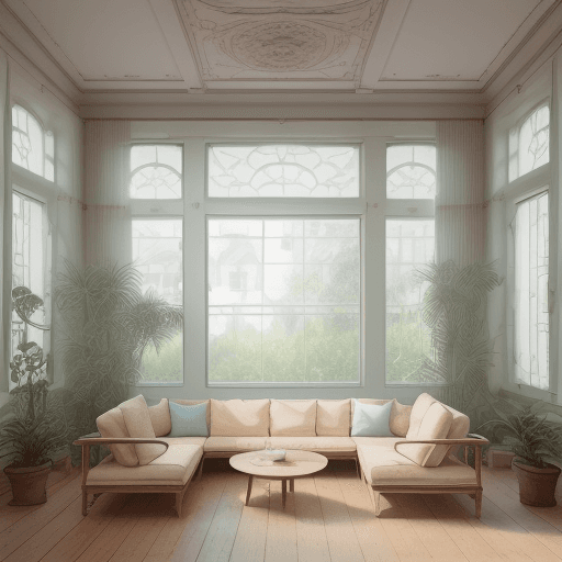 AI generated: High resolution photography interior design, dreamy sunken living room conversation pit, wooden floo...