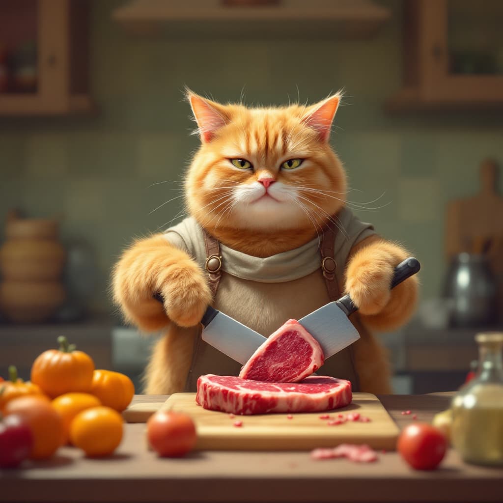 AI generated: realistic,highres,reality,<lora:FantasyWizardWitchesXLV3:1>,hkmagic,Orange lazy cute fat cat is cutt...