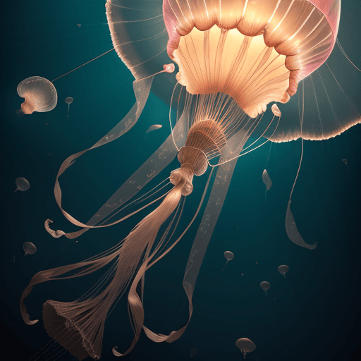 AI generated: Ultra-detailed 8K Photography: A hyper-realistic scene capturing the elegance of a jellyfish transfo...