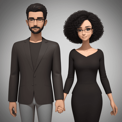 AI generated: Cartoon 3D Style, Illustration of a beautiful couple standing, hand in hand, Highlighting a man and ...