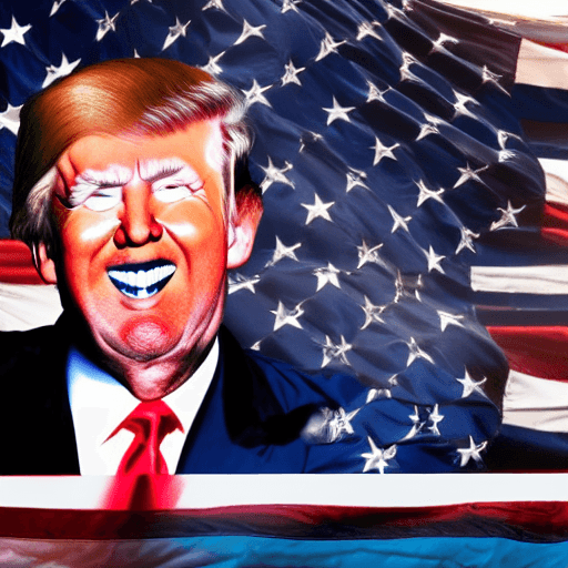 AI generated: Realistic photography of Donald Trump sitting on the US flag