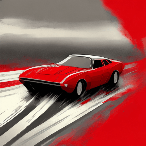 AI generated: red race car, in the style of sam spratt, historical illustrations, old masters, genndy tartakovsky,...