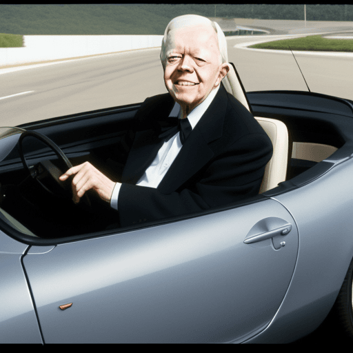 AI generated: President Jimmy Carter, driving a nice sports car