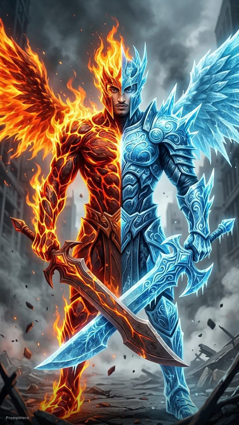 AI generated: Envision an elemental sentinel of a stoic creature embodied as a guardian of both destruction and pr...
