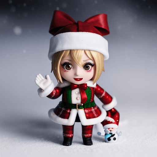 AI generated: chibi christmas, presents, christmas, snow falling, ice, nightmare before christmas