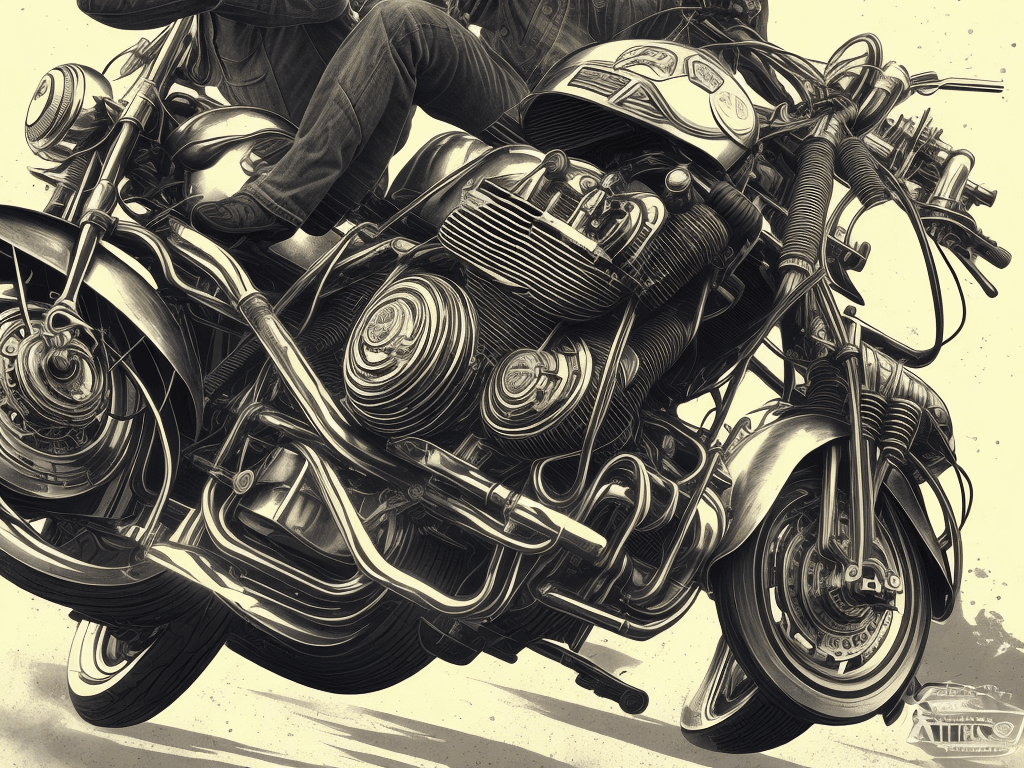 AI generated: Retro style illustration of a motorcycle, vintage style, vector illustration, realistic details, by ...