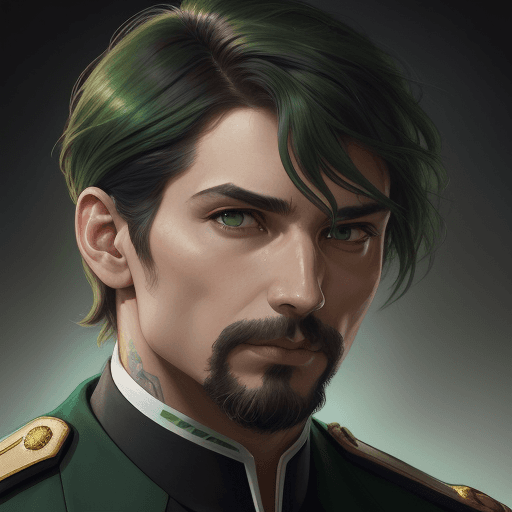 AI generated: hombre con pelo corto y rizado de color castaño oscuro y con ojos de color verde, vestido con unifor...