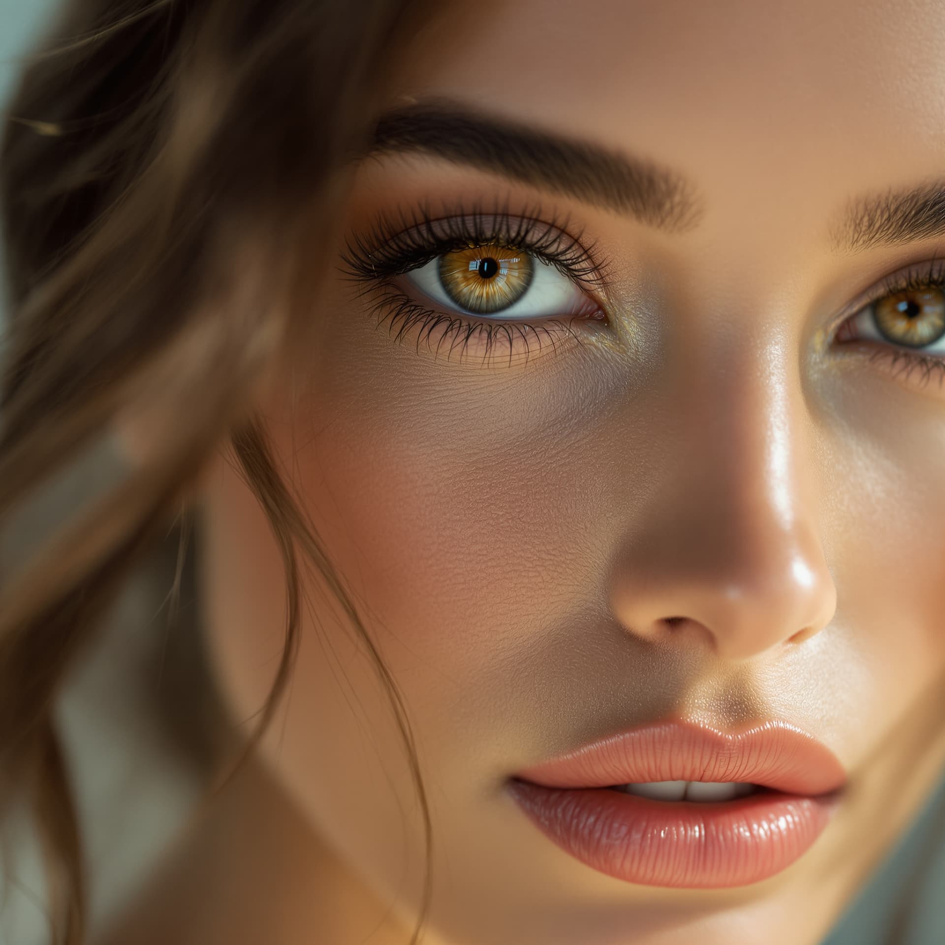 AI generated: Masterpiece, close up, portrait of a gorgeous, luxury woman, with hazel eyes, insanely detailed, sof...