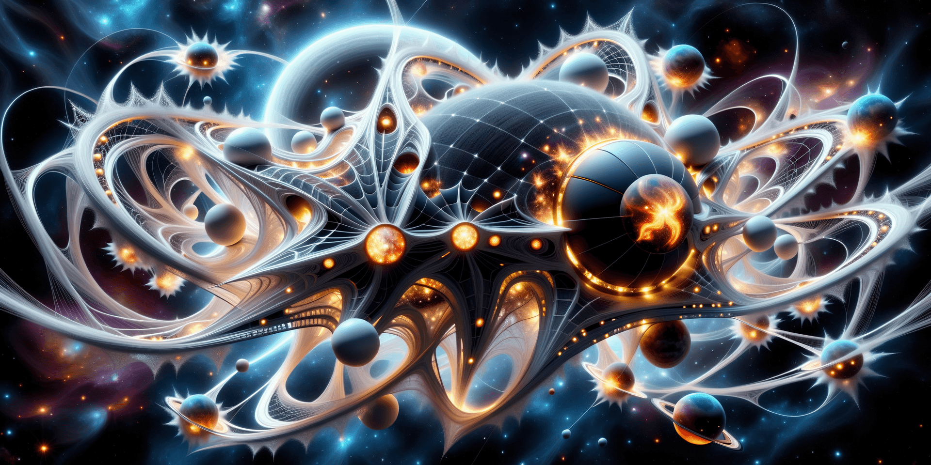 AI generated: Extraterrestrial spacecruiser made of ebru colored scaffolding, in a fantasy fantastic universe of d...