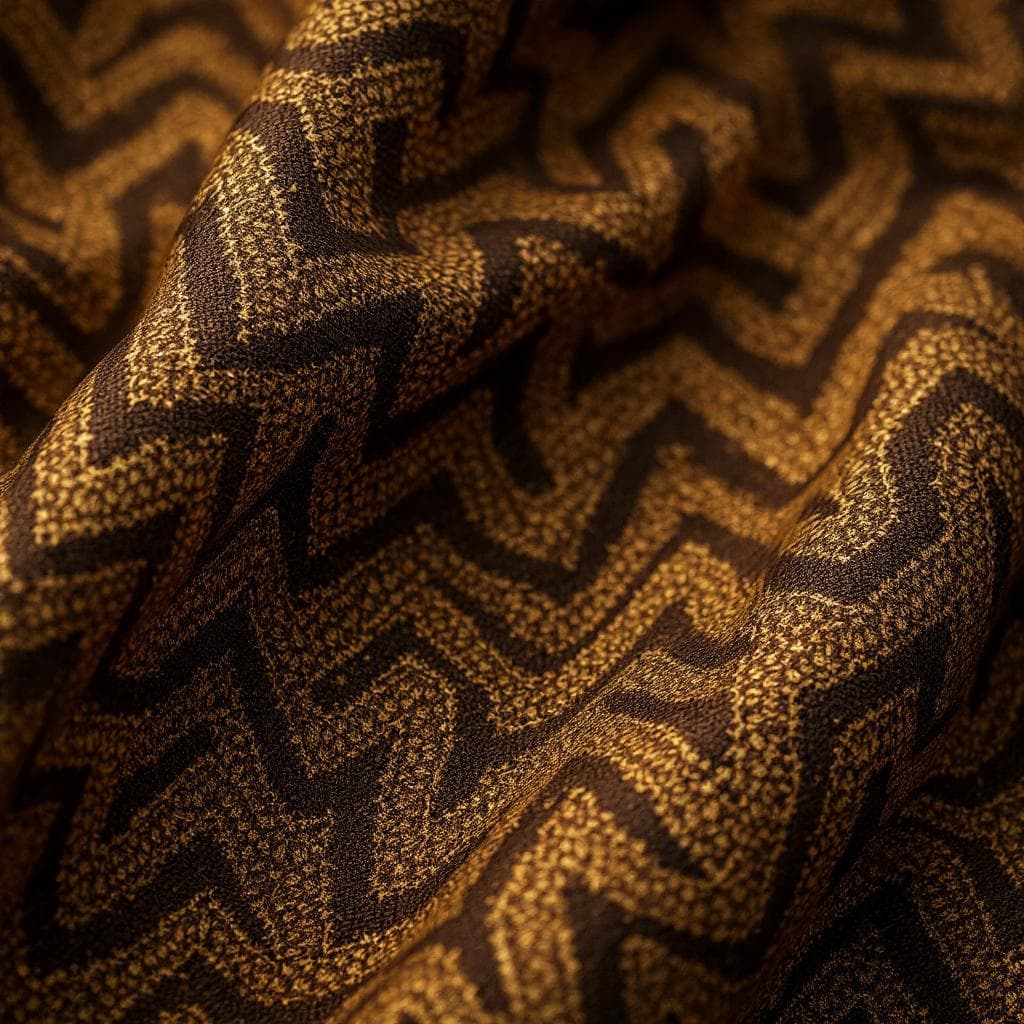 AI generated: A richly detailed close-up of a medieval-style textile fabric, featuring a woven haberget pattern wi...