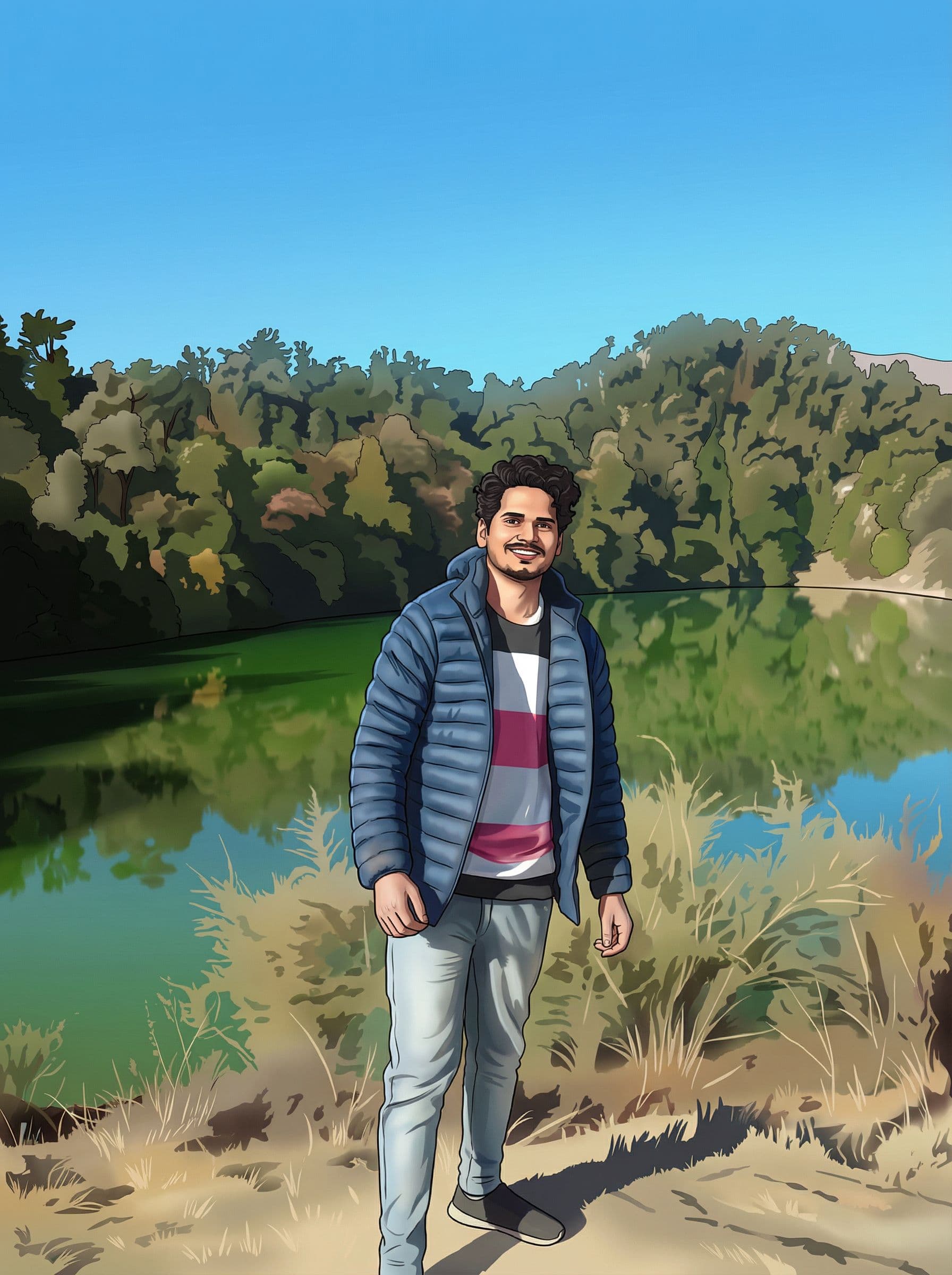 AI generated: Create realistic face same figure cartoon style, animated design cartoon version, realistic cartoon.