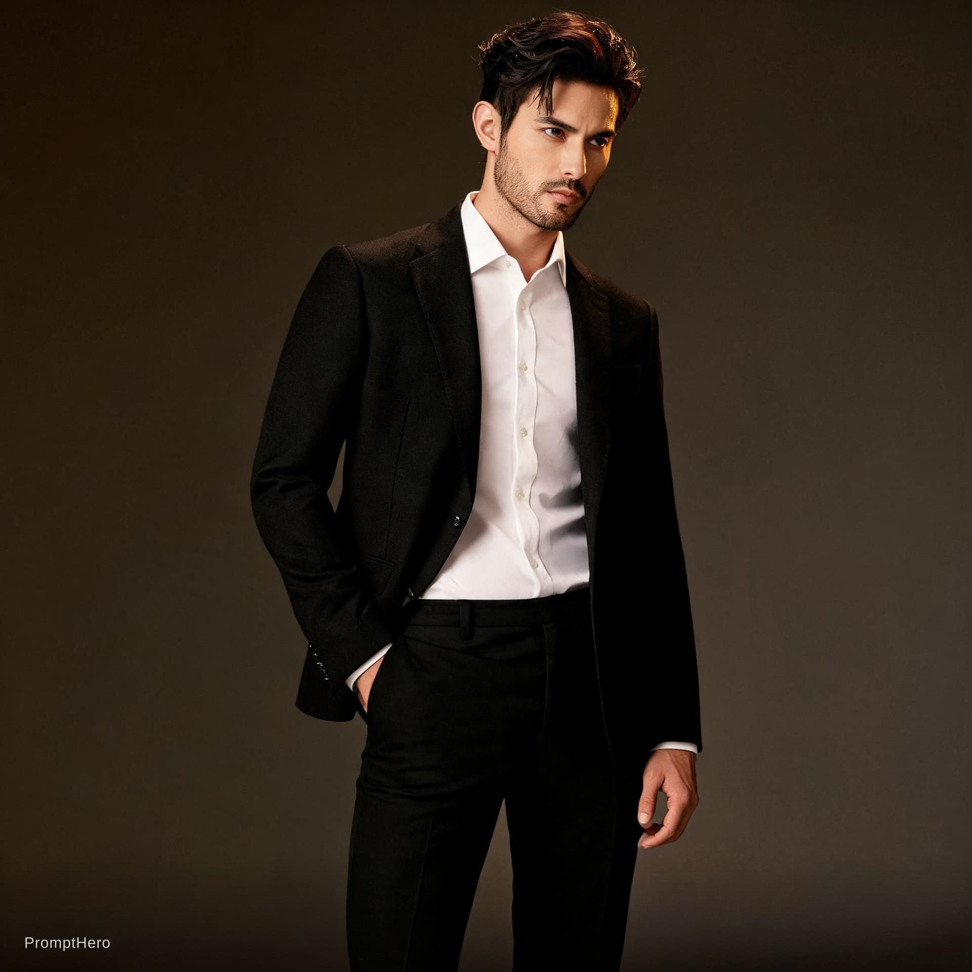 AI generated: fashion editorial photograph, man, shot on a Canon EOS 5D Mark IV --chaos 75 --ar 1:2 --profile rsy6...