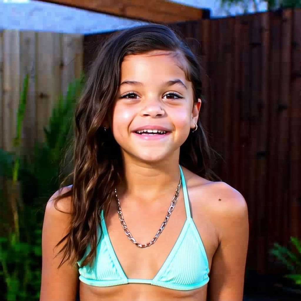 AI generated: jenna ortega, bikini, realistic, salive going out from her mouth