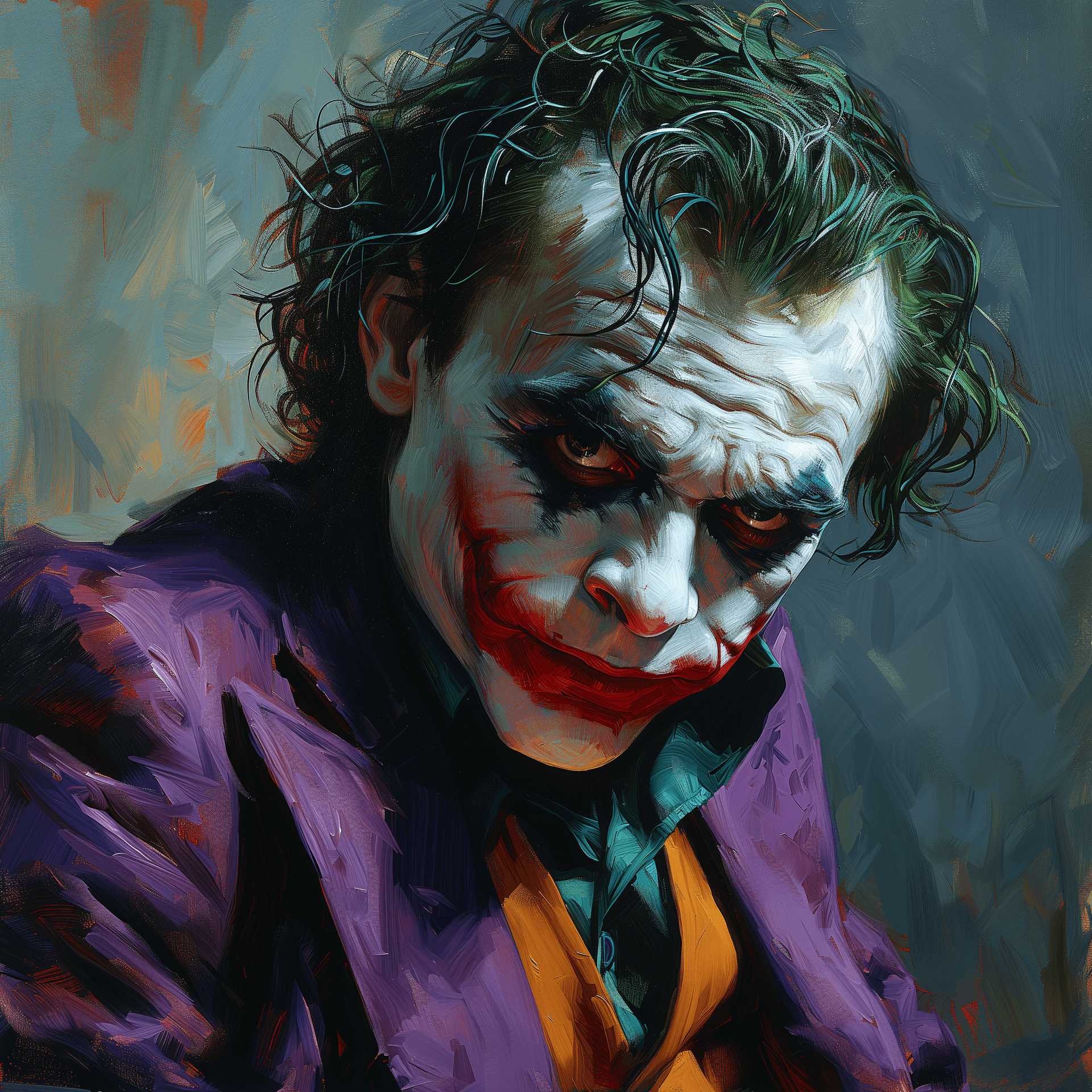 AI generated: joker, in a purple suit, psycho --s 750 --v 6.0 --style raw
