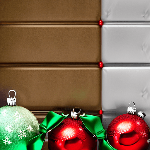 AI generated: High resolution photography christmas background red and green, boxes with bows,snow and balls atmos...