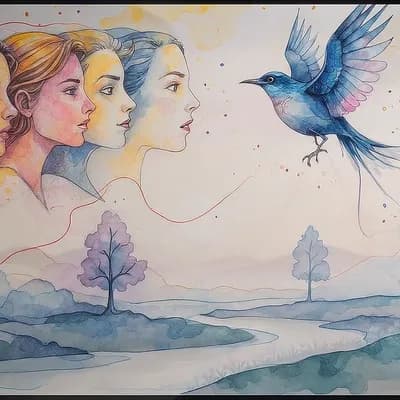 AI generated video: A delicate watercolor dreamscape where emotion and geometry dance with nature:  

**The Floating F...