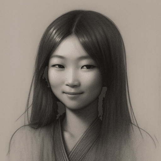 AI generated: charcoal drawing by Odilon Redon, sketch portrait, face only, an absolutely gorgeous Asian woman, hi...