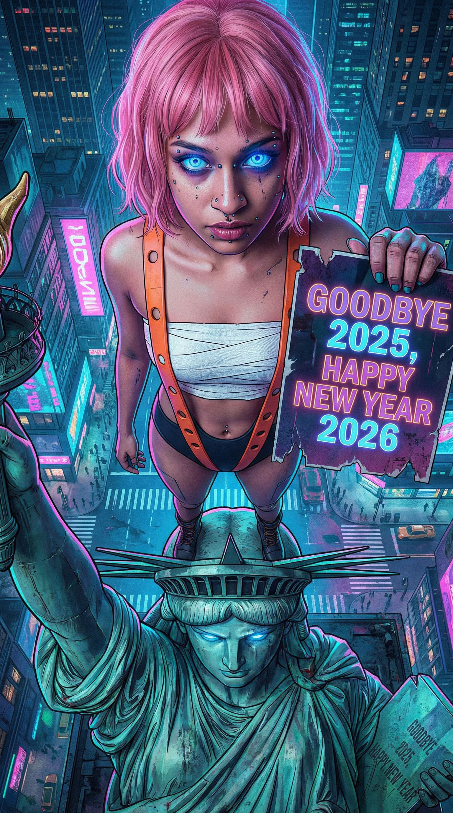 AI generated: a close up of a person with pink hair, cyberpunk art, inspired by Harumi Hironaka, black canary, pie...