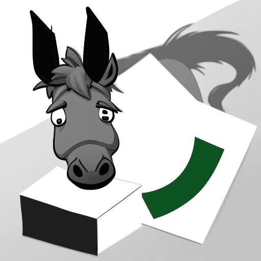 AI generated: A logo design, simple, without color using a cartoon of an abstract donkey with an Italian flag