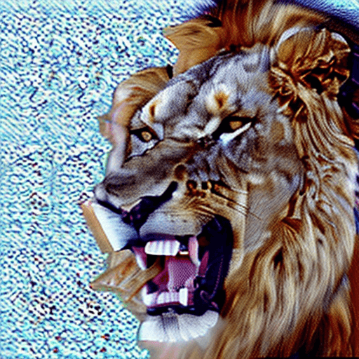 AI generated: Male lion tongue out open mouth long tongue panting realistic 