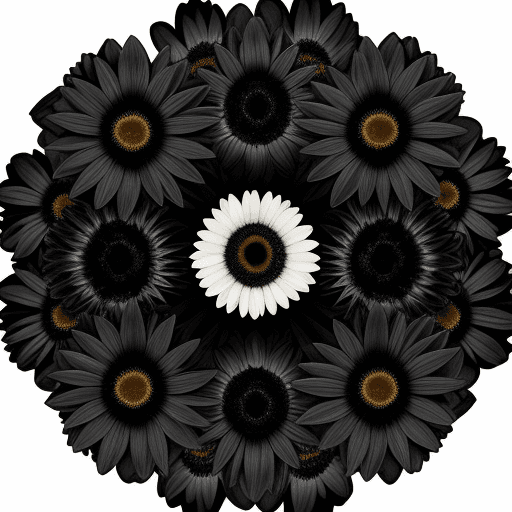 AI generated:  large number of black daisies