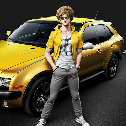 AI generated: Anime style picture of a man who looks like Spike Spiegel from "Cowboy Bebop", full length portrait,...
