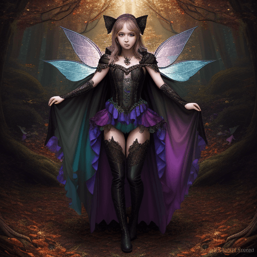 AI generated: Ultra Realistic colorful jewel tones photograph of detailed full body costume on autumn elf fairy pr...