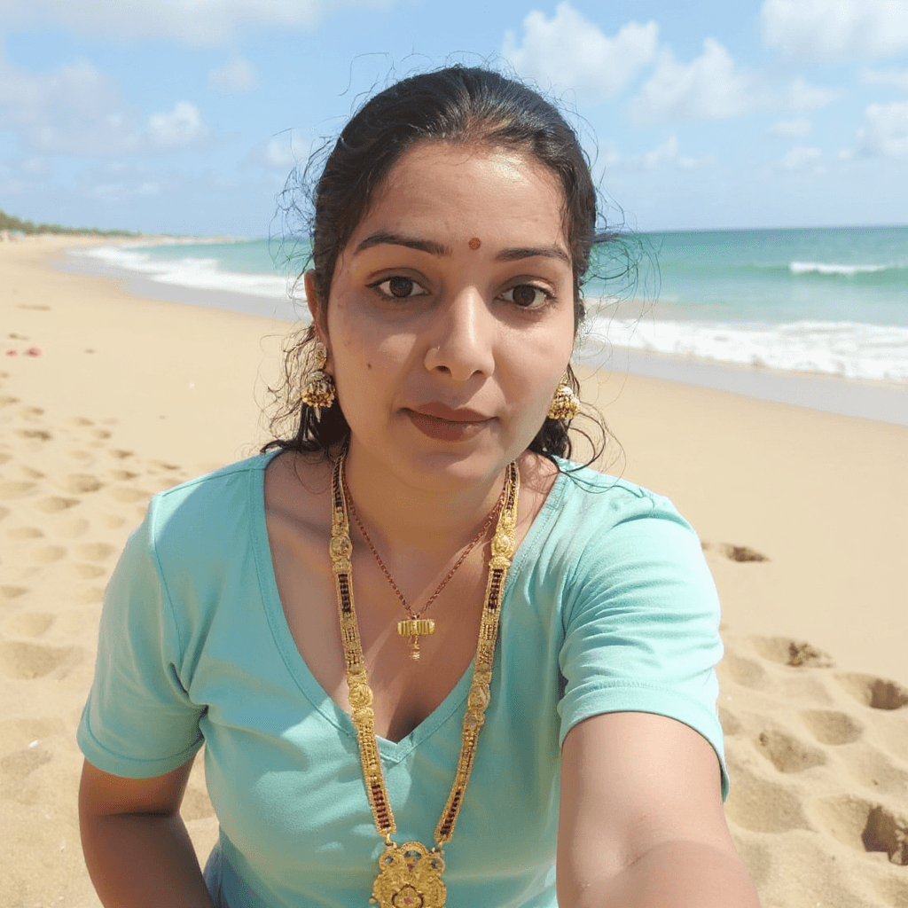 AI generated: wearing a beach wear on a beach