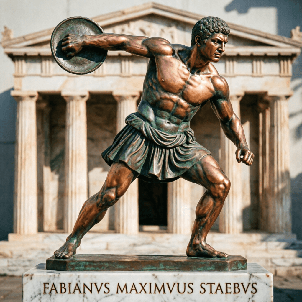 AI generated: create a muscular Adonis like a Greek Olympic warrior back then from the Asian times, and use the fa...